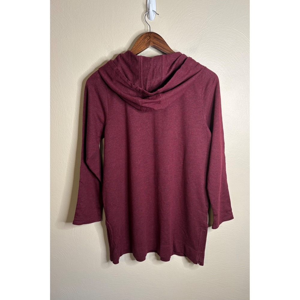 J. Jill Fit Tunic Hoodie Women Small Petite Burgundy Cotton Modal Activewear Top - Picture 3 of 11